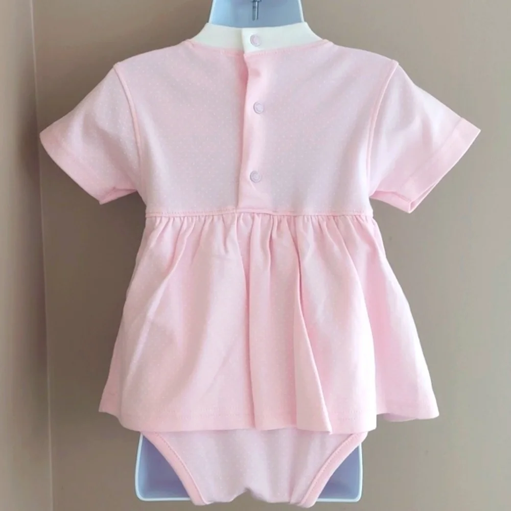 Osh Kosh polka dot bunny rabbit dress playsuit- pink - size 3-6 mos